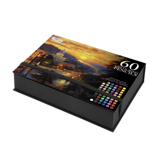 Product page for a box of 60 colored pencils with branding visible.