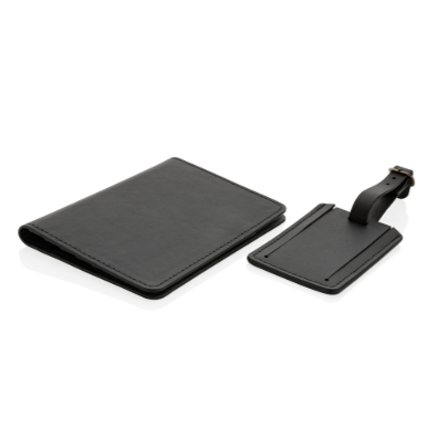 Swiss Peak GRS Recycled Travel Set: Sustainable PU Passport Holder, Luggage Tag