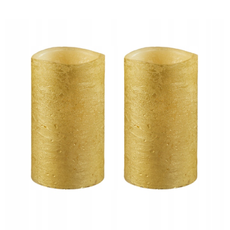 Two gold candles on a white background