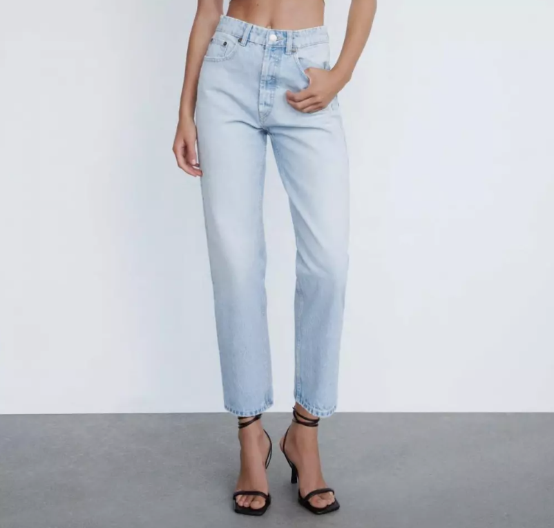 Zara Women's Straight Mid Rise Regular Length Denim Jeans