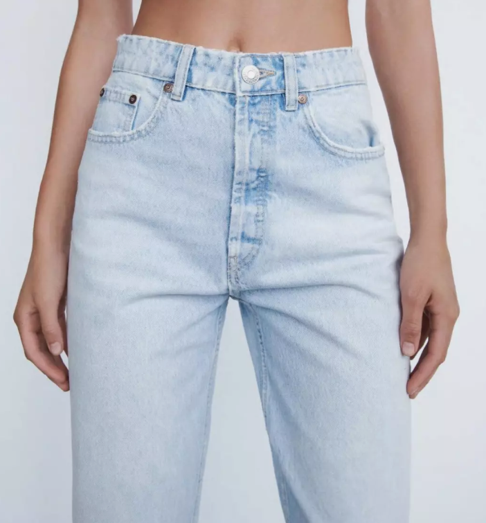 Zara Women's Straight Mid Rise Regular Length Denim Jeans