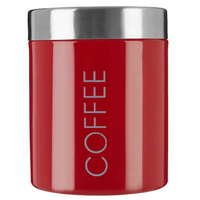Premier Housewares Vibrant Red Enamel Coffee Canister for Fresh Granules or Beans