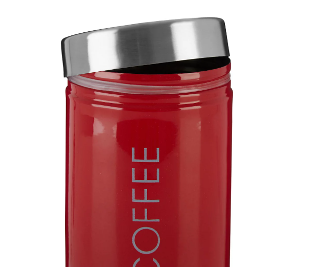 Premier Housewares Vibrant Red Enamel Coffee Canister for Fresh Granules or Beans