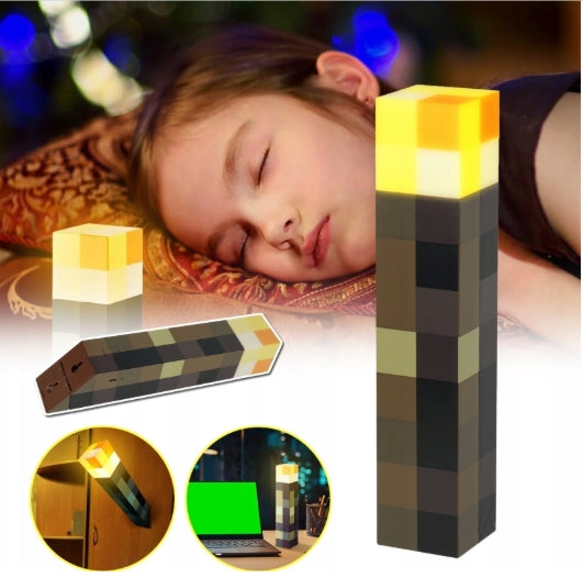 Minecraft Torch LED Night Light 2-in-1 Rechargeable Color Changing