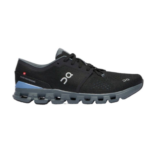 Black athletic shoe on a white background