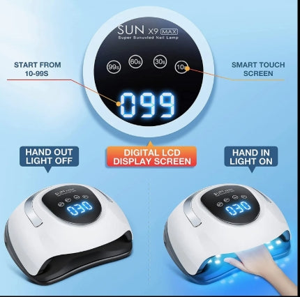 SUN X9 MAX 220W UV LED Nail Lamp with Auto Sensor & LCD Display