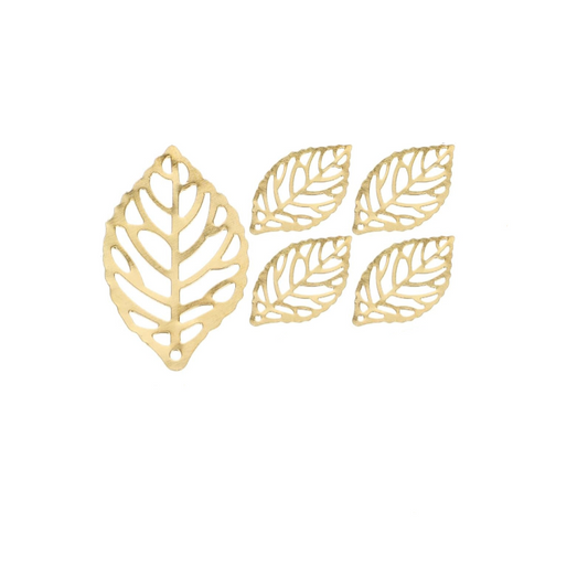 Gold leaf-shaped cutouts on a white background