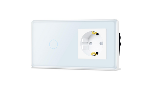 Light switch panel with a focus on a wall socket design