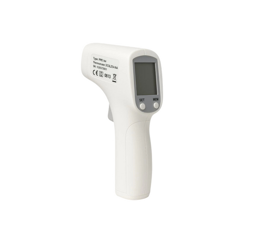 White infrared thermometer on a white background