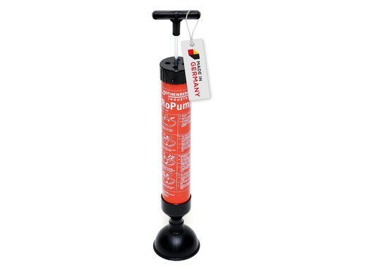 Plunger with packaging labeled 'Made in Germany' on a white background