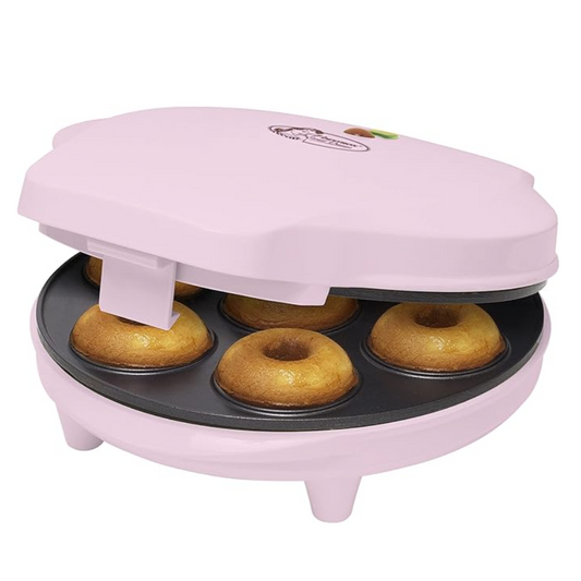Pink donut maker with baked donuts