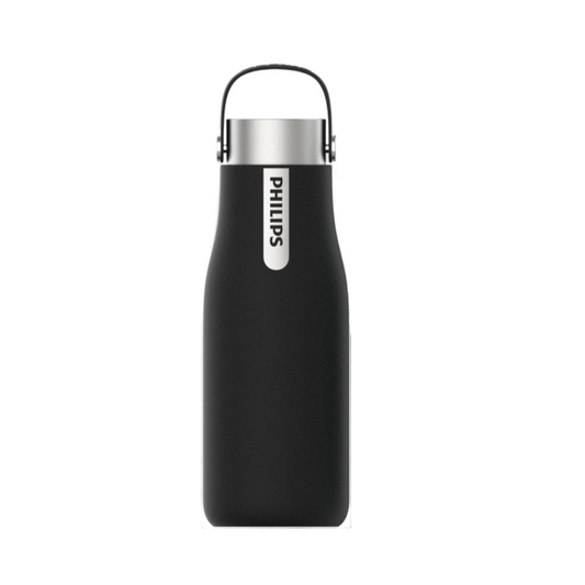 Black Philips water bottle on a white background