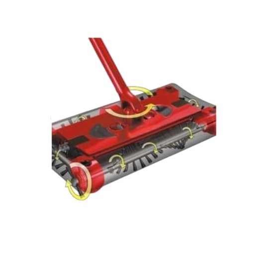 Red and black floor cleaning vacuum on a white background