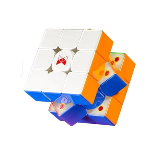 Colorful Rubik's cube-like puzzle on a white background