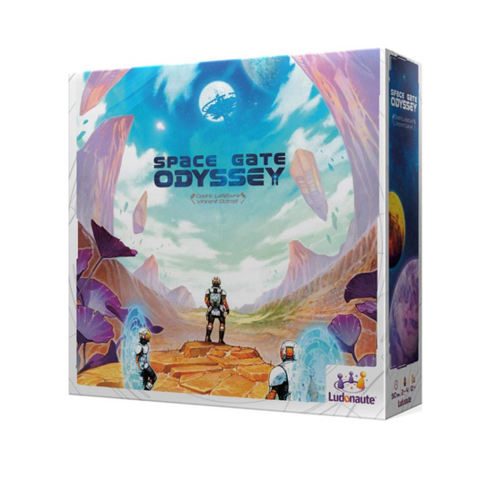 Space Gate Odyssey board game box on a white screen