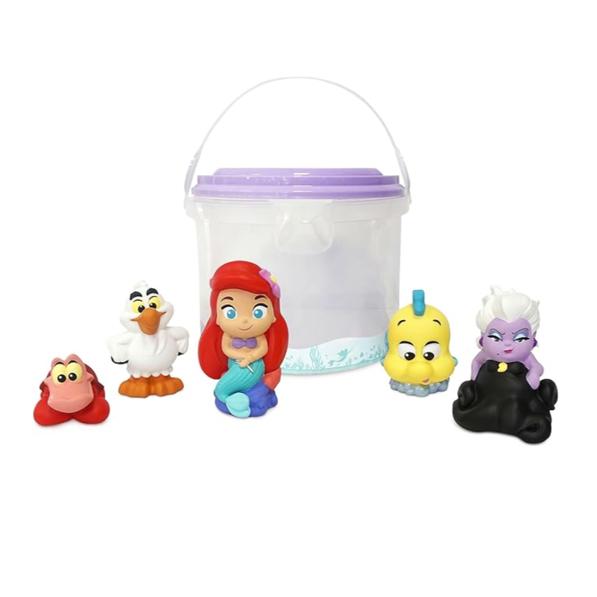 Disney toy set with characters in a bucket on Amazon