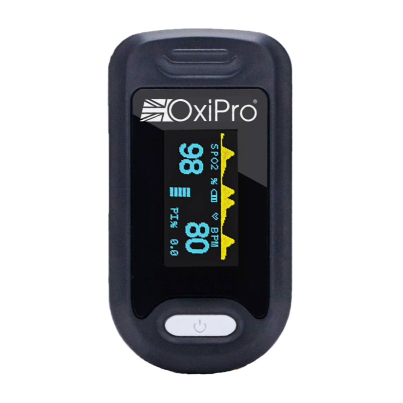 OxiPro pulse oximeter on a white background