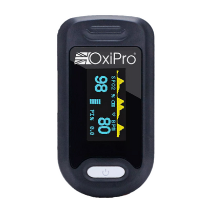 OxiPro pulse oximeter on a white background