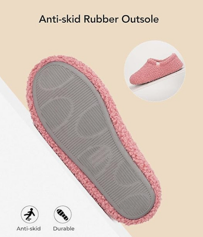 VeraCosy Women's Memory Foam Felt Slippers Closed Heel Polar Fleece Lining