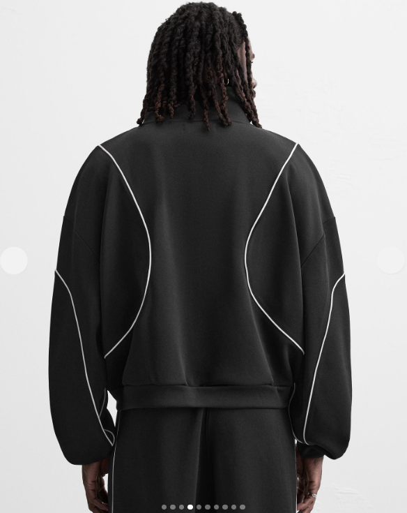 ZARA Men's Contrast Technical Jacket: Zippered Activewear, High Neck, Pockets, Black