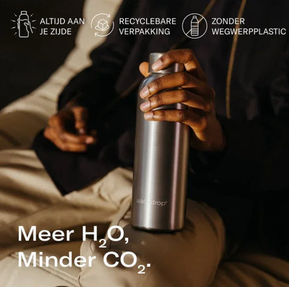 Waterdrop 600 ml Blue Brushed Stainless Steel Insulated Bottle – Keeps Drinks Cold 24 h, Hot 12 h - Gomix Brands Outlet