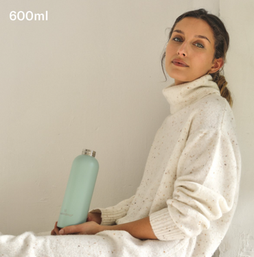 Waterdrop 600 ml Blue Brushed Stainless Steel Insulated Bottle – Keeps Drinks Cold 24 h, Hot 12 h