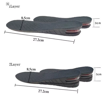 Pilipane Black 2-Layer Height Increase Insoles for Men and Women