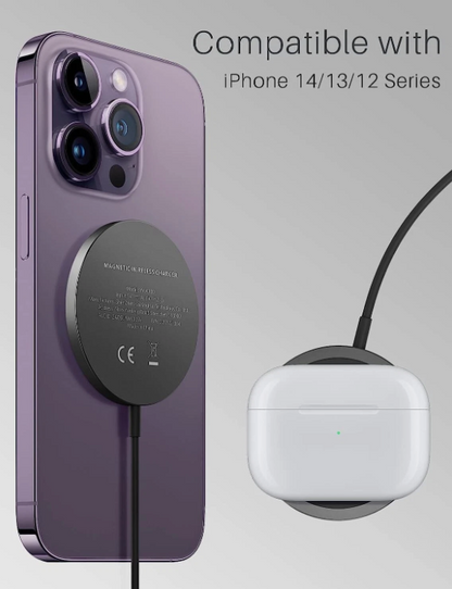 Black Mag Safe Magnetic Wireless Charger for iPhone