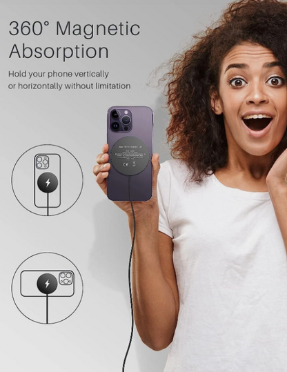 Black Mag Safe Magnetic Wireless Charger for iPhone