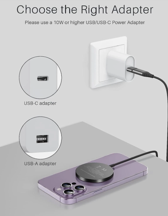 Black Mag Safe Magnetic Wireless Charger for iPhone