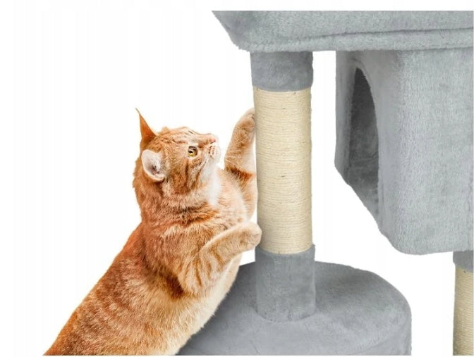 ZOOFARI Cat Scratch Post With Two Houses Gray, 6 kg Capacity