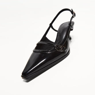 BERSHKA Buckle Detail Kitten Heel Shoes for Elegant Women