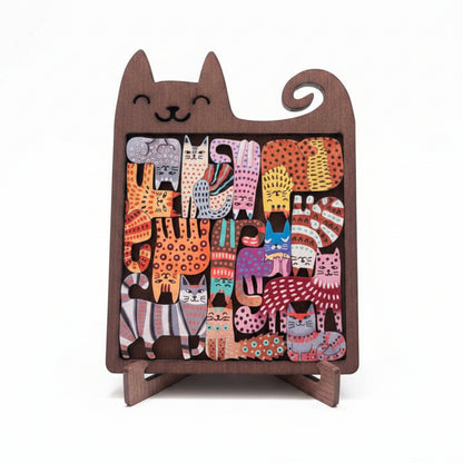 Jigsaw Puzzle Cat Wooden, Animal Shaped Wooden