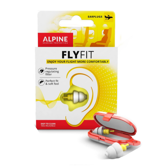 Alpine FlyFit Ear Protection Earplugs for Airplanes – Pressure Regulating Travel Earplugs.