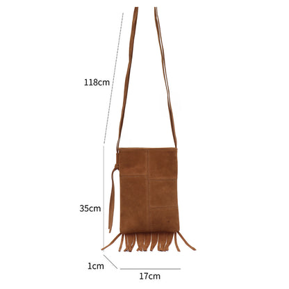CEZIRA Bohemian Faux Suede Tassel Crossbody Phone Purse