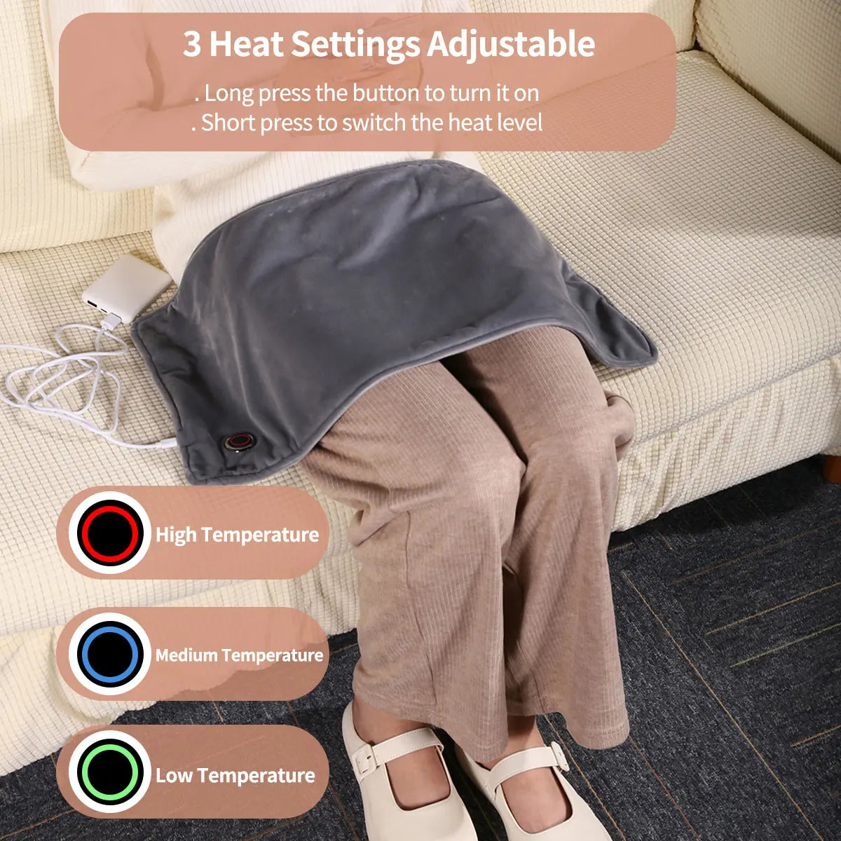 USB 5V Electric Heating Pad for Pain Relief 60x30cm