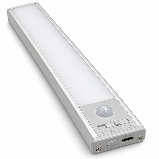 USB-C Rechargeable LED Light Bar with Motion Sensor – Silver