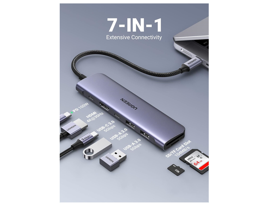UGREEN CM195-15214 7-in-1 USB Type-C Hub Adapter