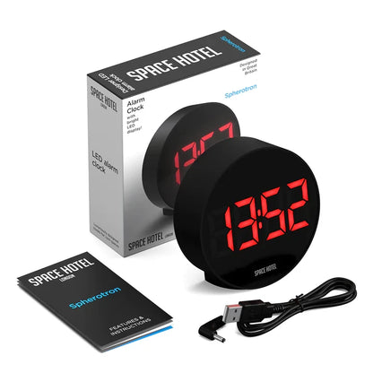 Space Hotel Spherotron LED Digital Table Alarm Clock Black