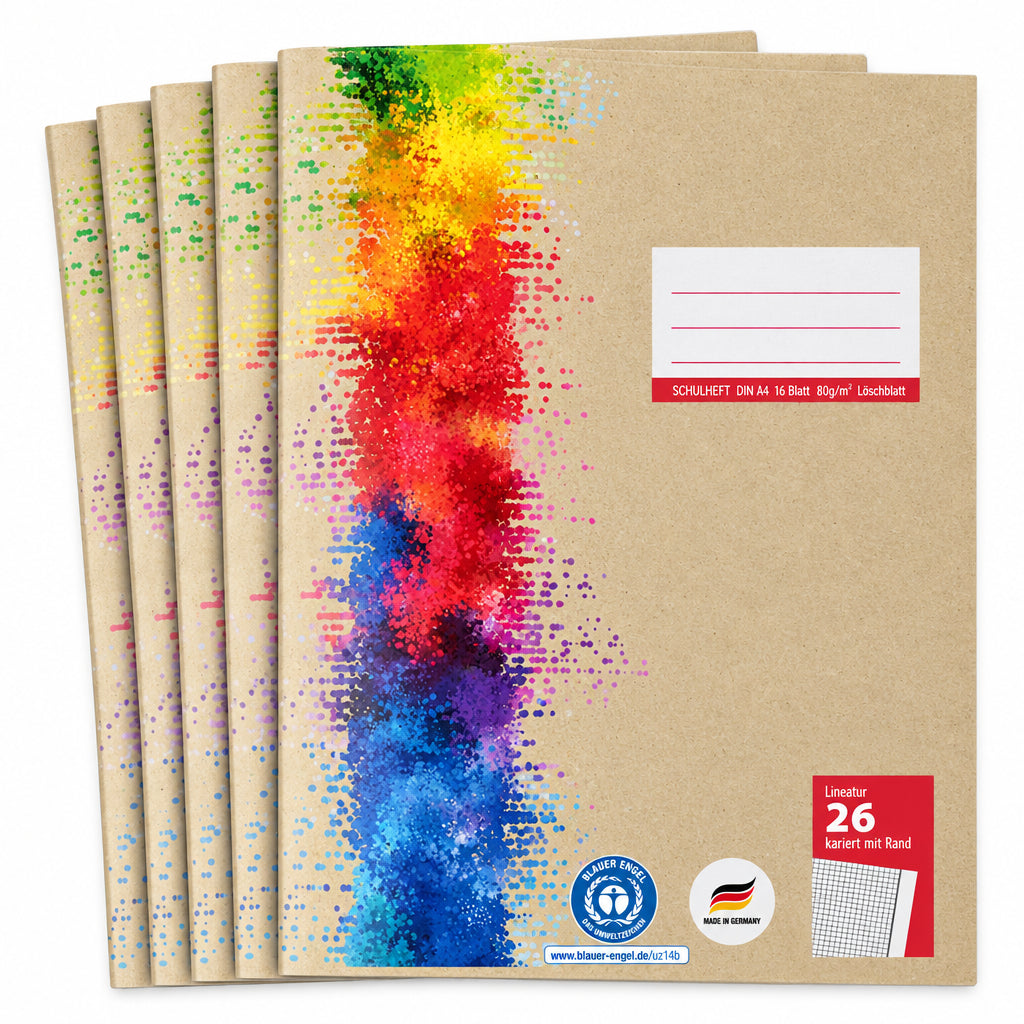 CRELANDO A4 Squared School Exercise Books Ruling 26 5-Pack