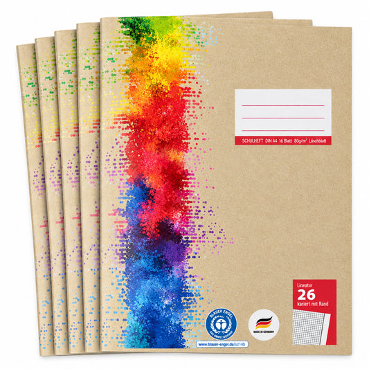 CRELANDO A4 Squared School Exercise Books Ruling 26 5-Pack