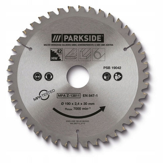 Parkside Circular Saw Blade For Wood 190x30 mm 42 Teeth Reduction 20,16mm