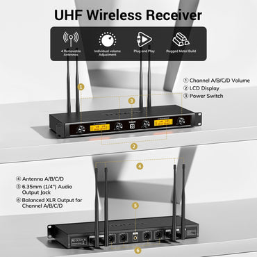 TONOR TW-840 Four Wireless Microphone System – Crystal Sound, 295ft Range