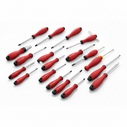 Parkside 16-Piece Chrome Vanadium Steel Screwdriver Set Magnetic Tips Red