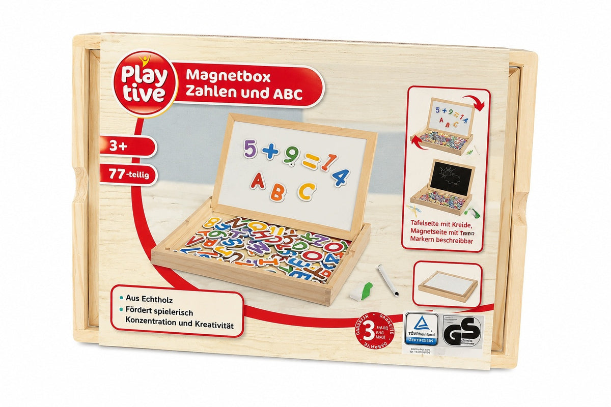 Playtive Magnetbox Wooden Letters and Numbers Set 77-Piece