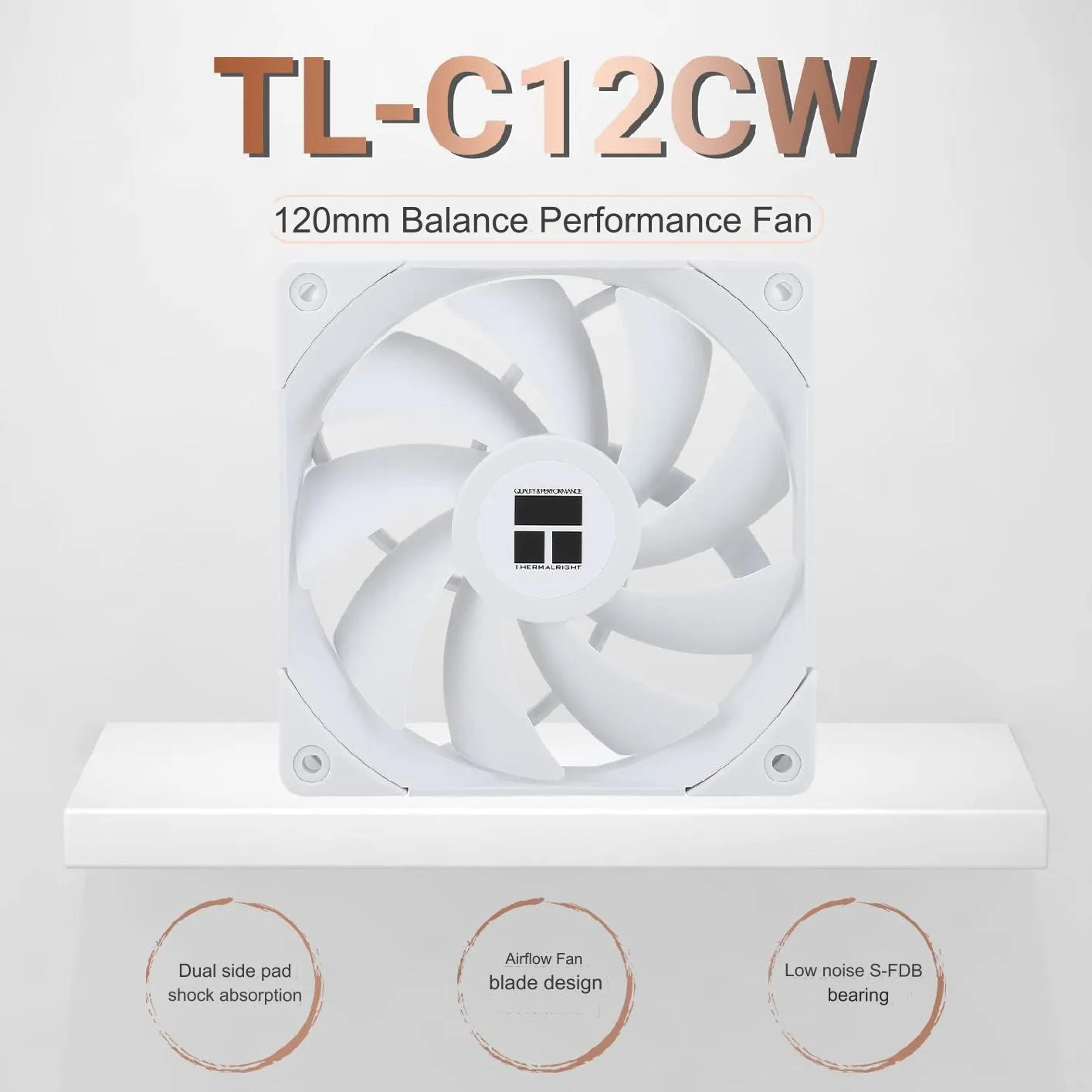 Thermalright White 120mm 4-Pin PWM S-FDB Bearing High-Performance PC Fan