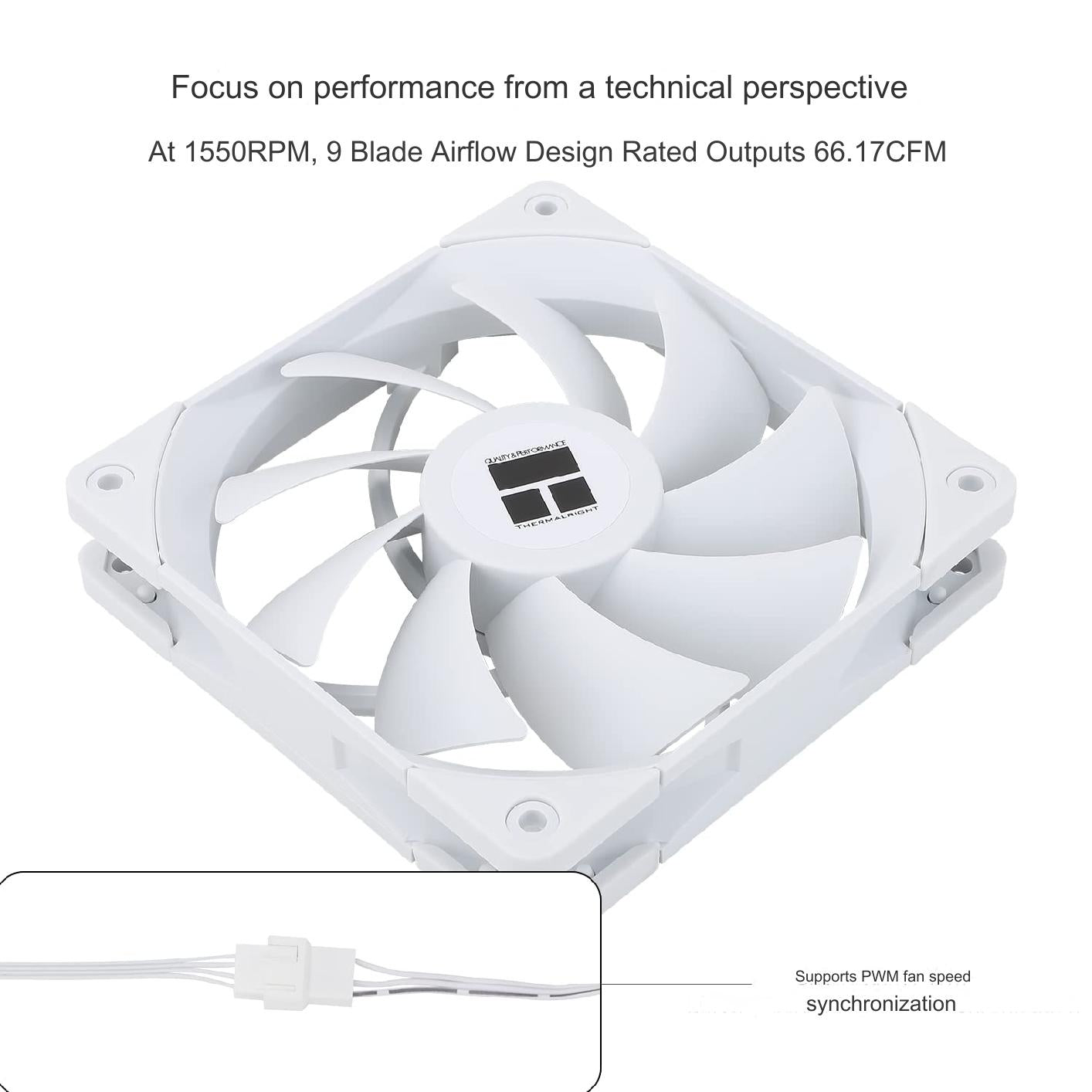 Thermalright White 120mm 4-Pin PWM S-FDB Bearing High-Performance PC Fan