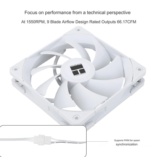Thermalright White 120mm 4-Pin PWM S-FDB Bearing High-Performance PC Fan