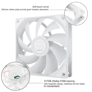 Thermalright White 120mm 4-Pin PWM S-FDB Bearing High-Performance PC Fan