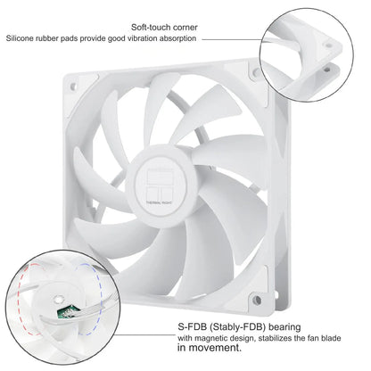 Thermalright White 120mm 4-Pin PWM S-FDB Bearing High-Performance PC Fan